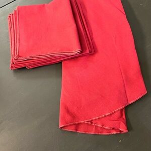 Vintage Dark Red Cloth Oval Tablecloth (70x70) Matching Napkins 8 (16x18)